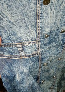 New Unused Cute Mini Denim Dress With Buttons Belt