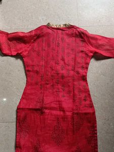 Red Printed Long Kurti