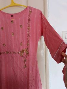 Pink Embroidered Kurti