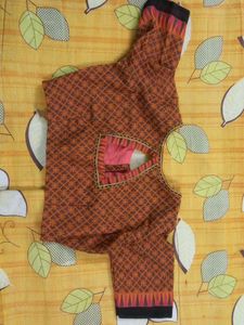 Orange &amp; Black Stitched Blouse