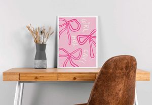 Pink coquette Bow Artwork with frame