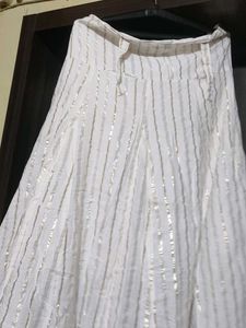 White &amp; Gold Stripe Skirt