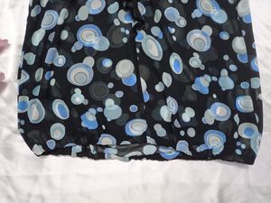Frilled Neck Bubble Printed See-through top