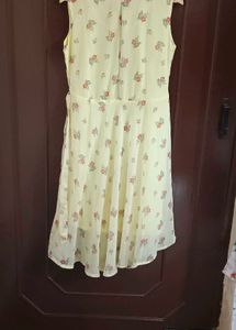 Lemon Yellow Dress With Attached Belt