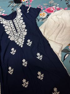 Navy Embroidered Kurti