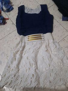 Navy & White Lace Dress