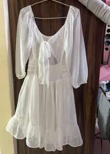 BLUSHIA Classy Elegant WomenDresses (White)