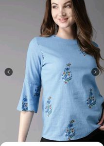 Embroidered Light Blue Top