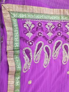 Purple Embroidered Saree