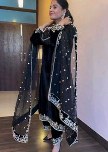 Elegant Velvet Salwar Suit black Love
