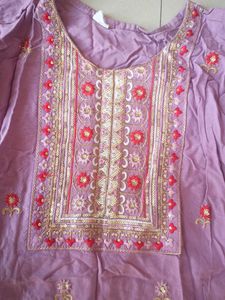Embroidered Lavender Kurta