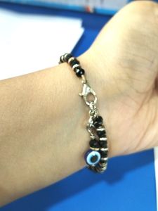 Women Bracelet With Beaded Evil Eye For Protection From Evil Vibes Of Haters.....Pure Black Crystal