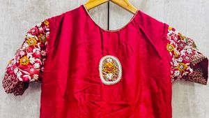 Red Embroidered Anarkali Dress