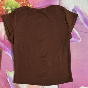 Brown Deep Neck Top