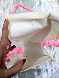 Beige/Pink Traditional Sling bag/Pouch