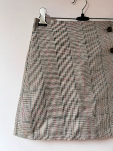 Plaid Button Detail Mini Skirt
