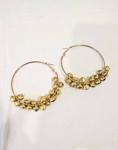 Boho Gold Jingle Bell Hoop Earrings