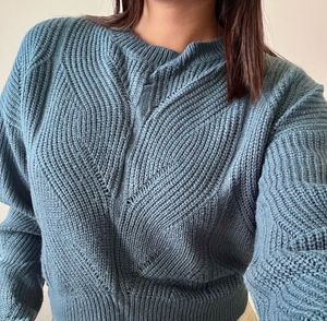 Blue Knit Pullover Sweater