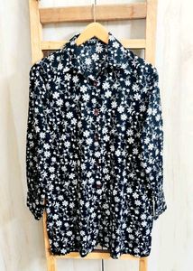Black Floral Button-Down Shirt Size-36-M