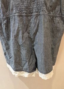 Denim Lace Trim Romper