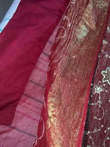 Maroon Gold Embroidered Saree