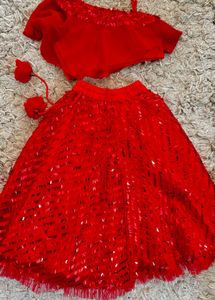 PSpeachrs Red Lehenga Choli Set