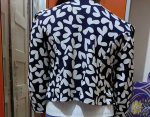 Navy Blue &amp; White Printed Jacket
