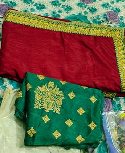 New Beautiful Saree, Embroidery Work Unstitched Bl