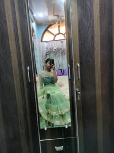 Green Ruffle Saaree