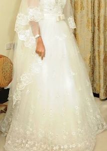 Wedding White Gown With Stones And Frill Adjustable dress Free Size