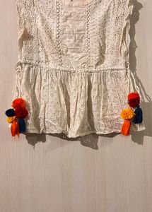 White Lace Peplum Top