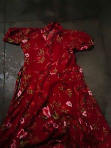 Red Floral Print Dress