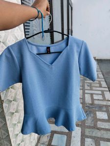 Cute Blue Peplum Top