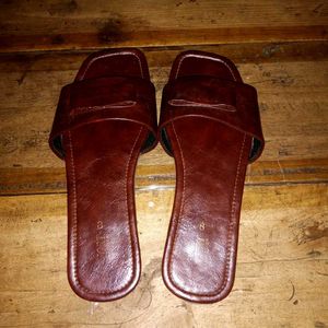 Brown Leather Slides - Size 3.5/4 Can Wear