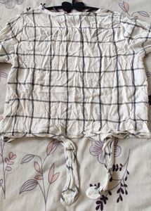 Checkered Tie-Front Top