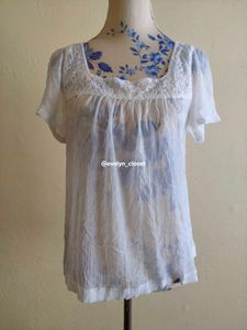 White Lace Trim Blouse
