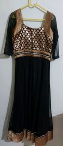 Black anarkali with net and brocade