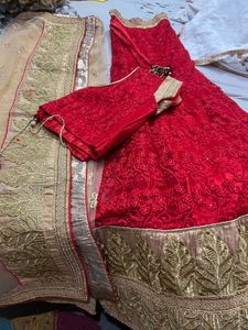 Red And Golden Lehenga Choli