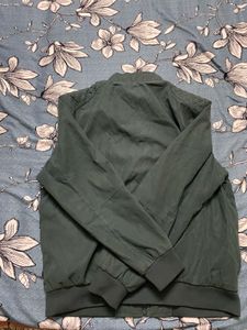 WROGN Men Green Solid Mock Collar Bomber Jacket