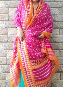 Pretty Pink Dupatta With Foil Print
