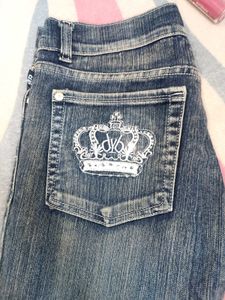 Crown Embellished Flare Jeans