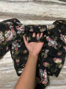 Backless Floral Print Blouse