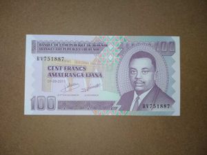 100 Francs banknote from Burundi, issued in 2011