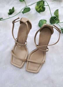 Mango Beige Criss-cross Strap Heels