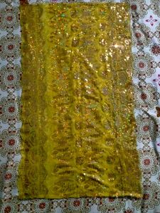 Yellow Embroidered Sequin Work Net Lehenga