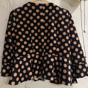 Polka Dot Peplum Velvet Top