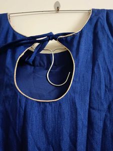 Navy Blue And Pinkish Red Anarkali Suit