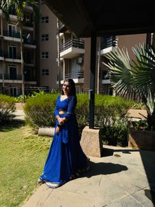 Elegant Blue Striped Dress