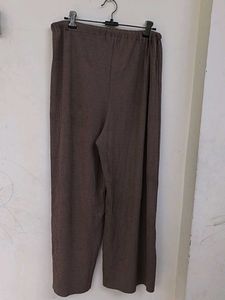 Brown Ribbed Wide Leg Pants