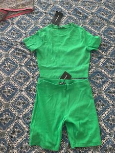 Green Ribbed Co-ord Set